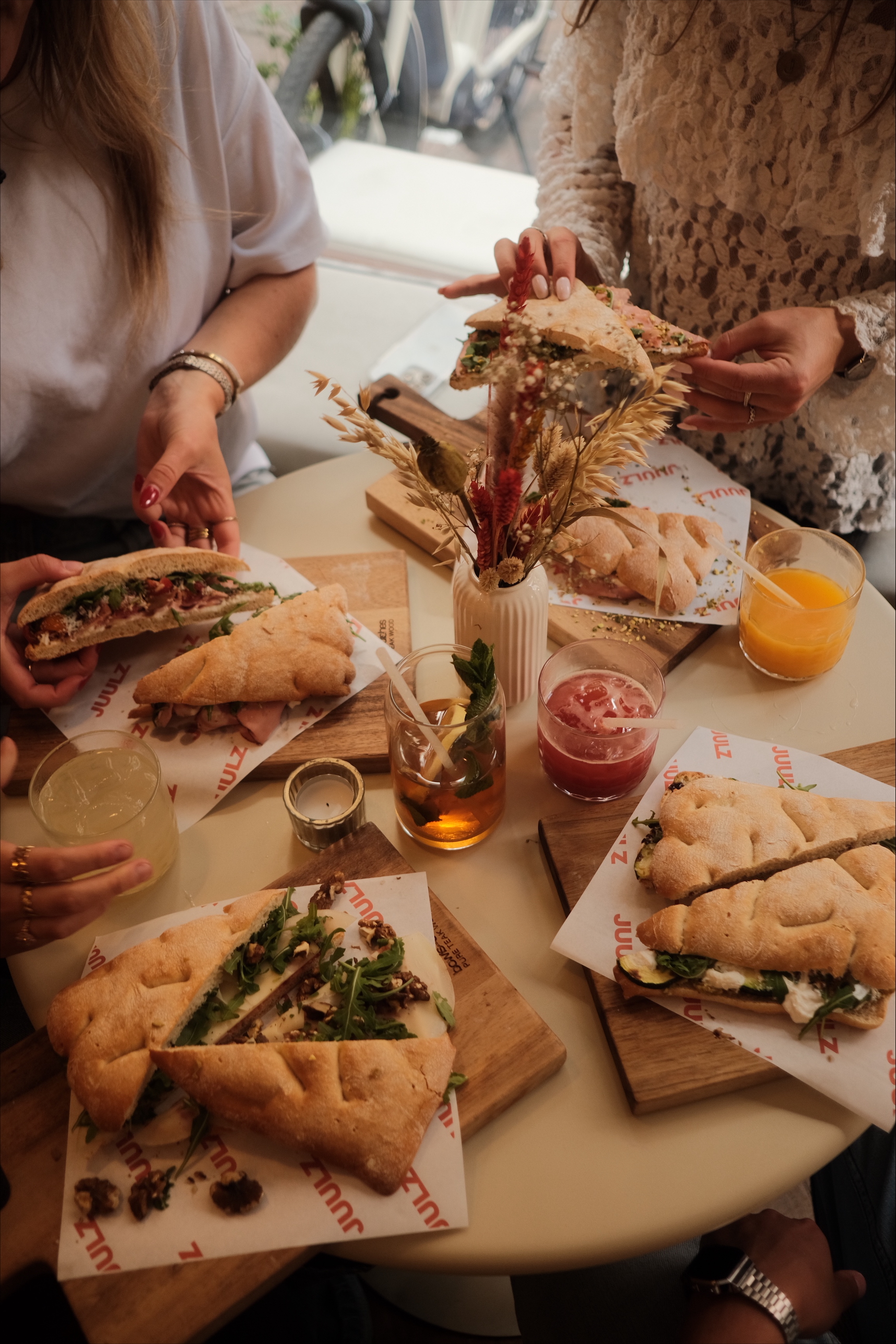 Sandwiches and drinks